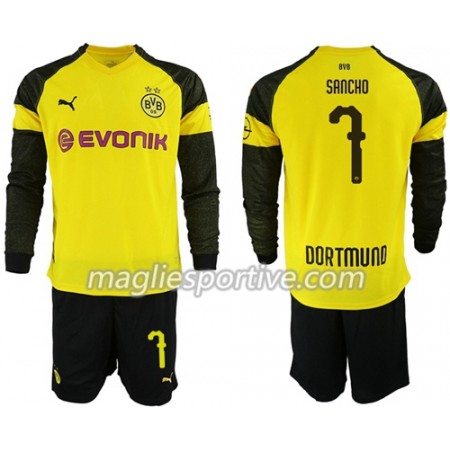 Completo Calcio Borussia Dortmund Sancho 7 Bambino Divisa Prima 2018/2019 ML